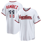 Cleveland Guardians #11 Jos¨¦ Ram¨ªrez USA 250 Fourth of July Home Stadium Jersey - White JEROMEN