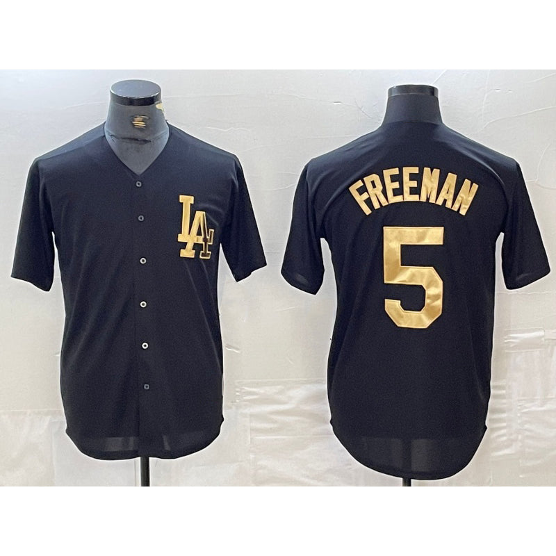 Los Angeles Dodgers #5 Freddie Freeman Black Gold JEROMEN Cool Base Stitched Jersey