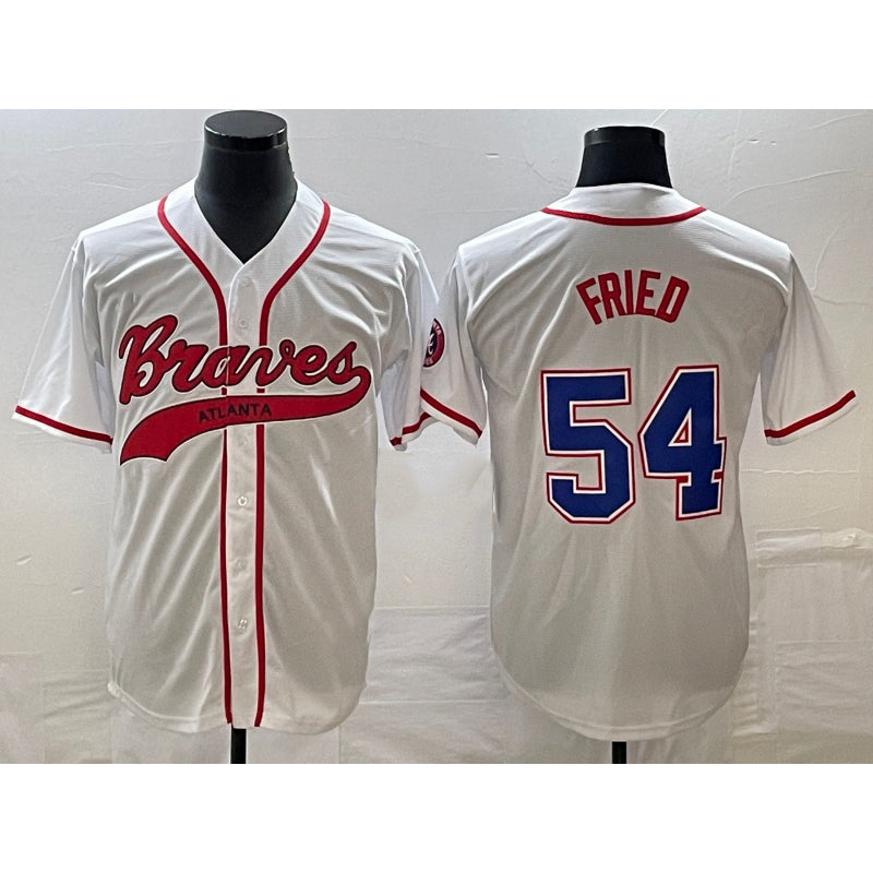 Atlanta Braves #54 Max Fried White JEROMEN Cool Base With Patch Stitched Jersey