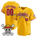 Custom Cincinnati Reds x One Piece Gold JEROMEN Vapor Premier Limited Jersey - Stitched