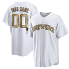 Custom Milwaukee Brewers Active Player White JEROMEN 2022 All-Star Cool Base Stitched Jersey