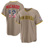 San Diego Padres #13 Manny Machado USA 250 Fourth of July Alternate Stadium Jersey - Sand JEROMEN