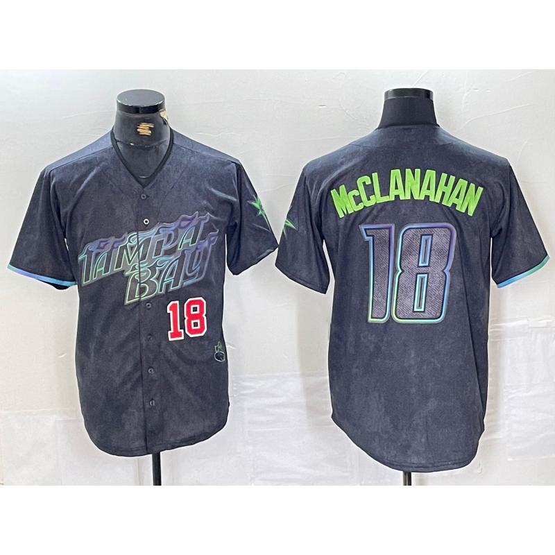 Tampa Bay Rays #18 Shane McClanahan Number Charcoal JEROMEN 2024 City Connect Limited Stitched Jerseys