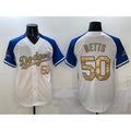Los Angeles Dodgers #50 Mookie Betts White Royal Gold JEROMEN 2024 World Series Champions Vapor Limited Stitched Jersey