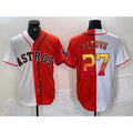 Houston Astros #27 Jose Altuve White Orange JEROMEN Split Stitched Jersey