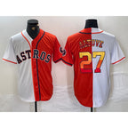 Houston Astros #27 Jose Altuve White Orange JEROMEN Split Stitched Jersey