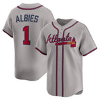 Atlanta Braves #1 Ozzie Albies Gray JEROMEN Road Limited Player Jersey
