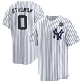 New York Yankees #0 Marcus Stroman White JEROMEN 2024 World Series With Name Cool Base Stitched Jersey