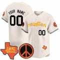 Custom Houston Astros  Love Street & Peace Sign Patch Vapor Premier Limited Jersey V2 ¨C Cream JEROMEN