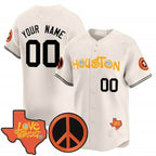 Custom Houston Astros  Love Street & Peace Sign Patch Vapor Premier Limited Jersey V2 ¨C Cream JEROMEN