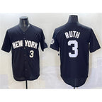 New York Yankees #3 Babe Ruth Black JEROMEN Limited Stitched Jersey