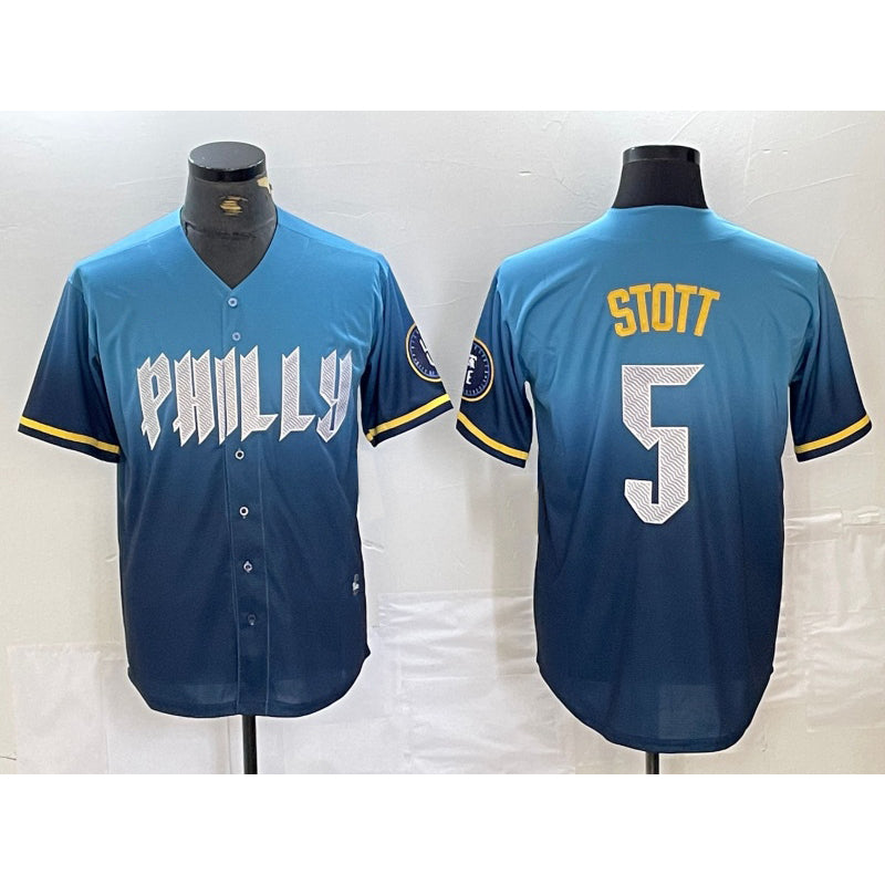 Philadelphia Phillies #5 Bryson Stott Blue JEROMEN 2024 City Cool Base Stitched Jersey