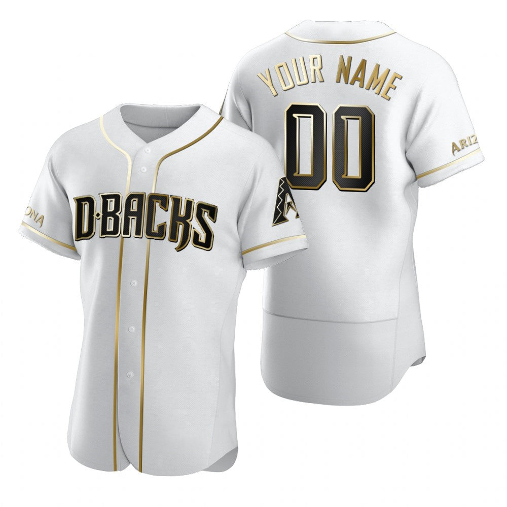 Custom Arizona Diamondbacks White JEROMEN Stitched Flex Base Golden Edition Jersey