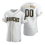 Custom Arizona Diamondbacks White JEROMEN Stitched Flex Base Golden Edition Jersey