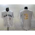 New York Yankees #3 Babe Ruth White JEROMEN Pinstripe Without Name Fashion Cool Base Jerseys