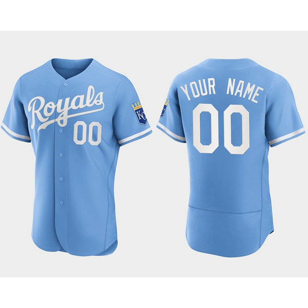 Custom Kansas City Royals JEROMEN ACTIVE PLAYER Blue Flex Base Stitched Jersey