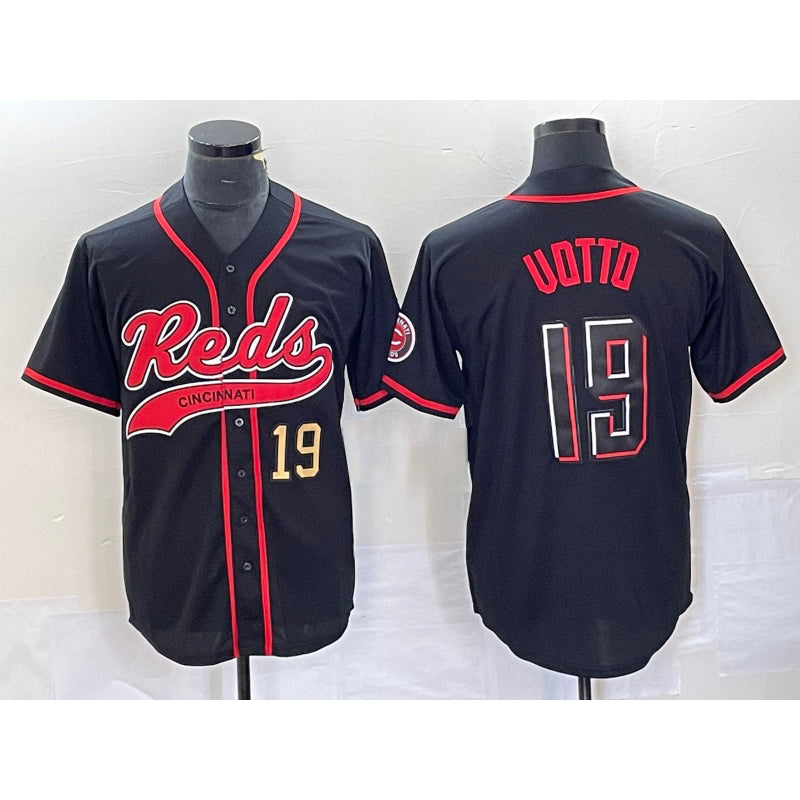 Cincinnati Reds #19 Joey Votto Number Black JEROMEN 2023 City Connect Cool Base Stitched Jerseys