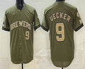 Milwaukee Brewers #9 Bob Uecker Olive JEROMEN 2026 Armed Forces Day Jersey