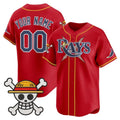 Custom Tampa Bay Rays x One Piece Red JEROMEN Vapor Premier Limited Jersey - Stitched