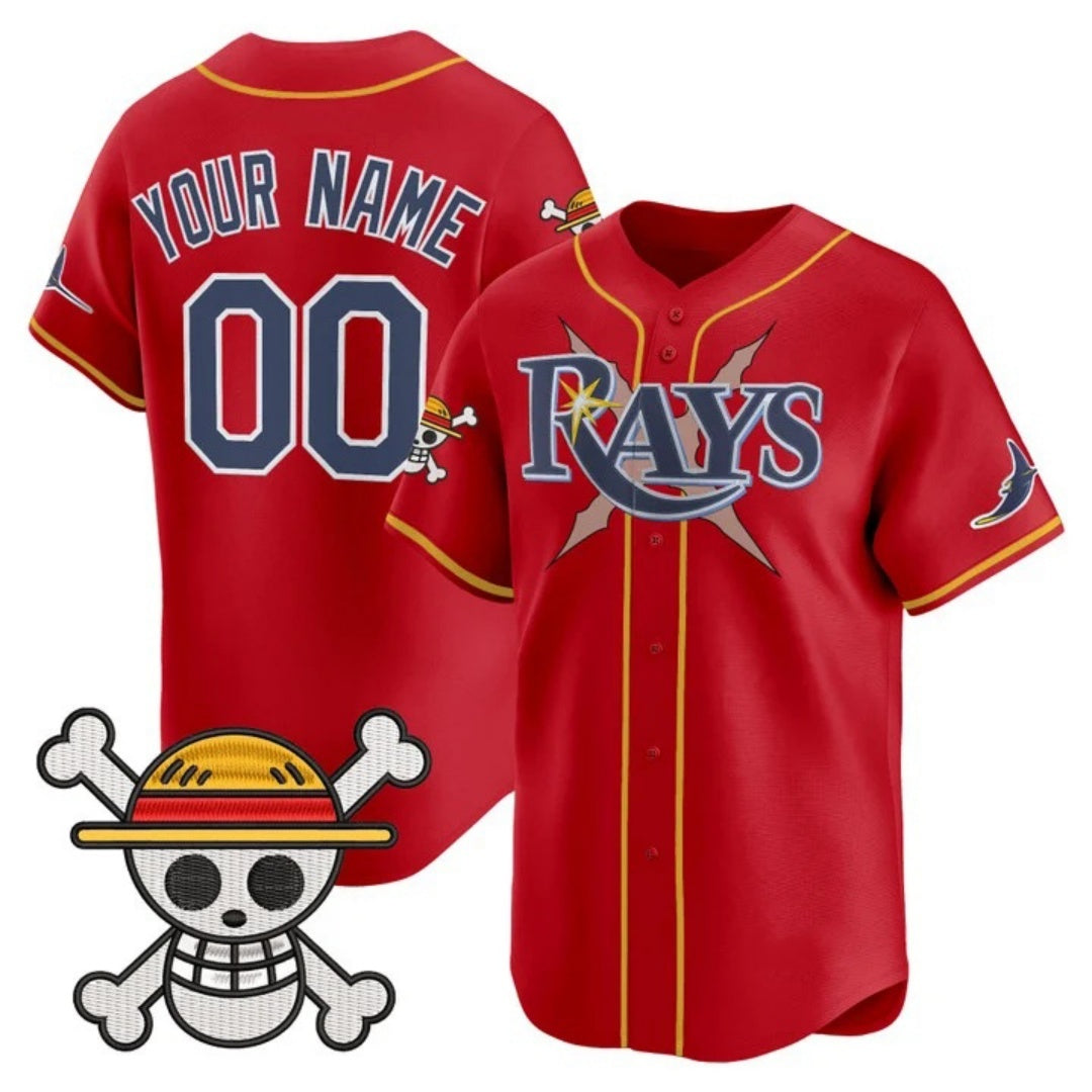 Custom Tampa Bay Rays x One Piece Red JEROMEN Vapor Premier Limited Jersey - Stitched