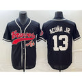Atlanta Braves #13 JEROMENld Acuna Jr Black JEROMEN Cool Base Stitched Jersey