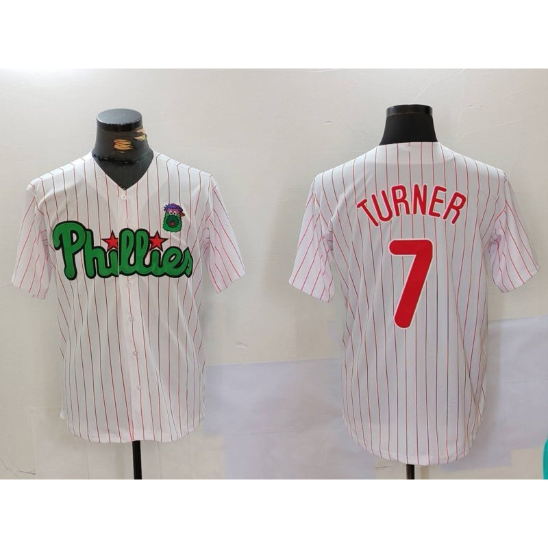 Philadelphia Phillies #7 Trea Turner White Green JEROMEN Cool Base Stitched Jersey 2