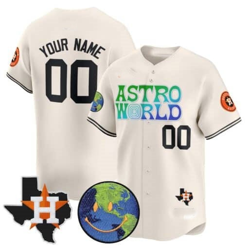 Custom Houston Astros Cactus Jack Astro World Vapor Premier Limited Jersey ¨C All Stitched-Cream JEROMEN