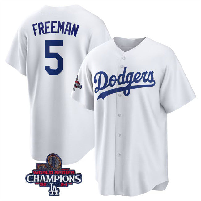 Los Angeles Dodgers #5 Freddie Freeman White JEROMEN 2024 World Series Champions Cool Base Stitched Jersey