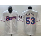 Texas Rangers #53 Adolis Garcia White JEROMEN 2023 World Series Champions Cool Base Jersey