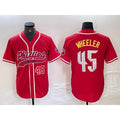 Philadelphia Phillies #45 Zack Wheeler Number Red JEROMEN Cool Base Stitched Jerseys