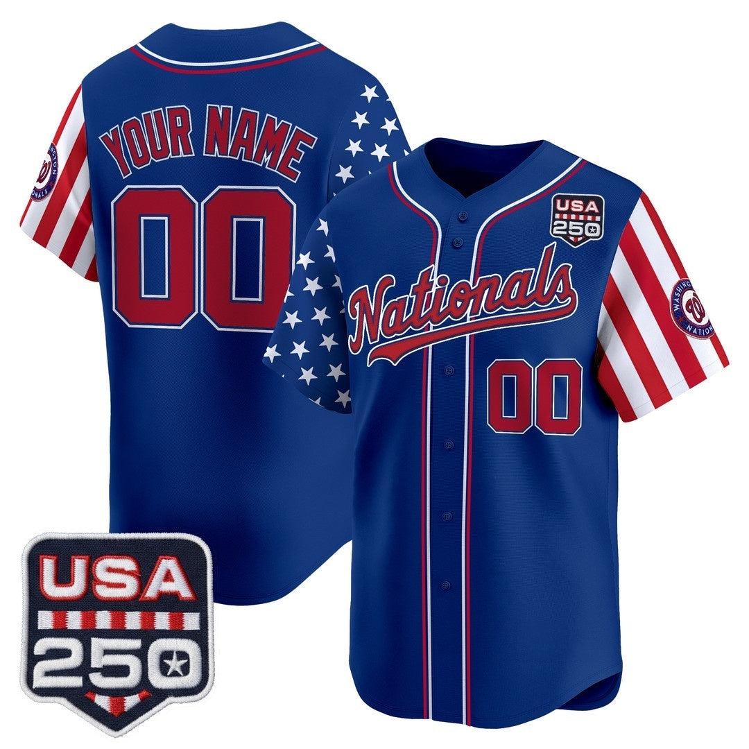 Custom Washington Nationals America 250 Edition Vapor Premier Limited Royal JEROMEN Stitched Jerseys