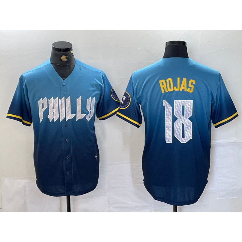 Philadelphia Phillies #18 Johan Rojas Blue JEROMEN 2024 City Connect Limited Stitched Jersey