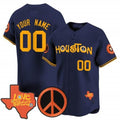 Custom Houston Astros Love Street & Peace Sign Patch Vapor Premier Limited Jersey V2 ¨C Navy JEROMEN
