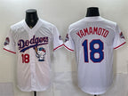 Los Angeles Dodgers #18 Yoshinobu Yamamoto White JEROMEN Hello Kitty Night 2025 World Series Champions Patch Stitched Jersey