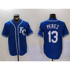 Kansas City Royals #13 Salvador Perez Blue JEROMEN KC Cool Base Stitched Jersey