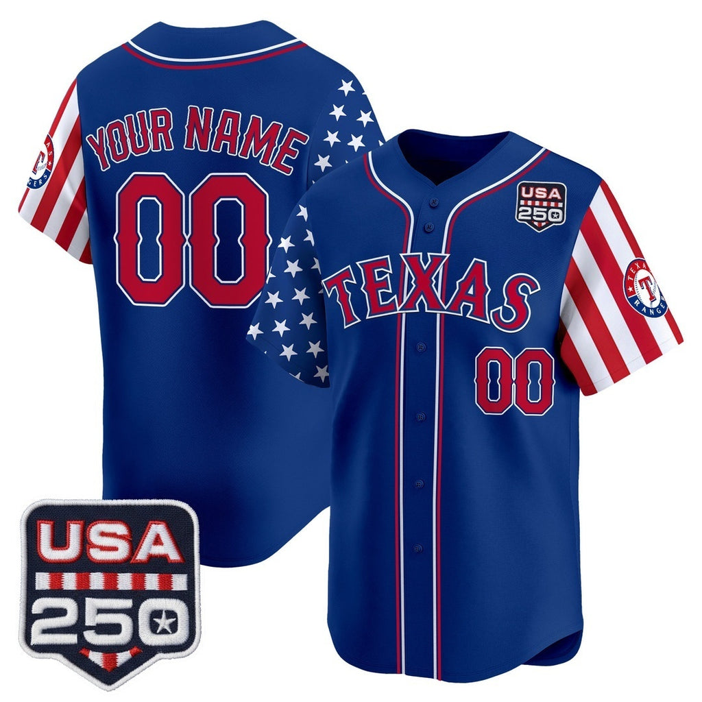 Custom Texas Rangers America 250 Edition Vapor Premier Limited Royal JEROMEN Stitched Jerseys