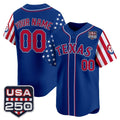 Custom Texas Rangers America 250 Edition Vapor Premier Limited Royal JEROMEN Stitched Jerseys