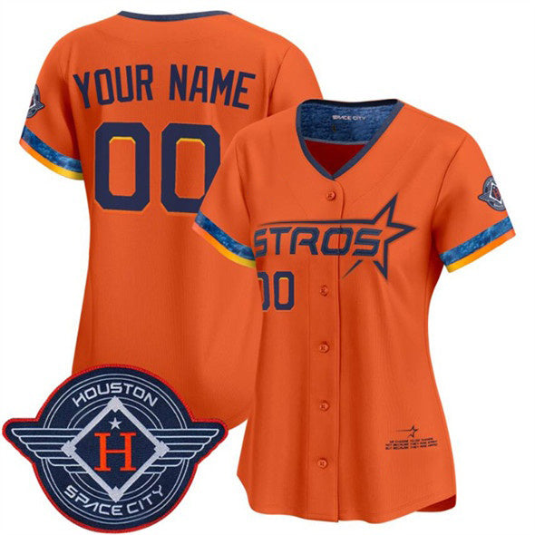 Custom Houston Astros Active Player Orange JEROMEN 2025 City Connect Limited Stitched Jersey