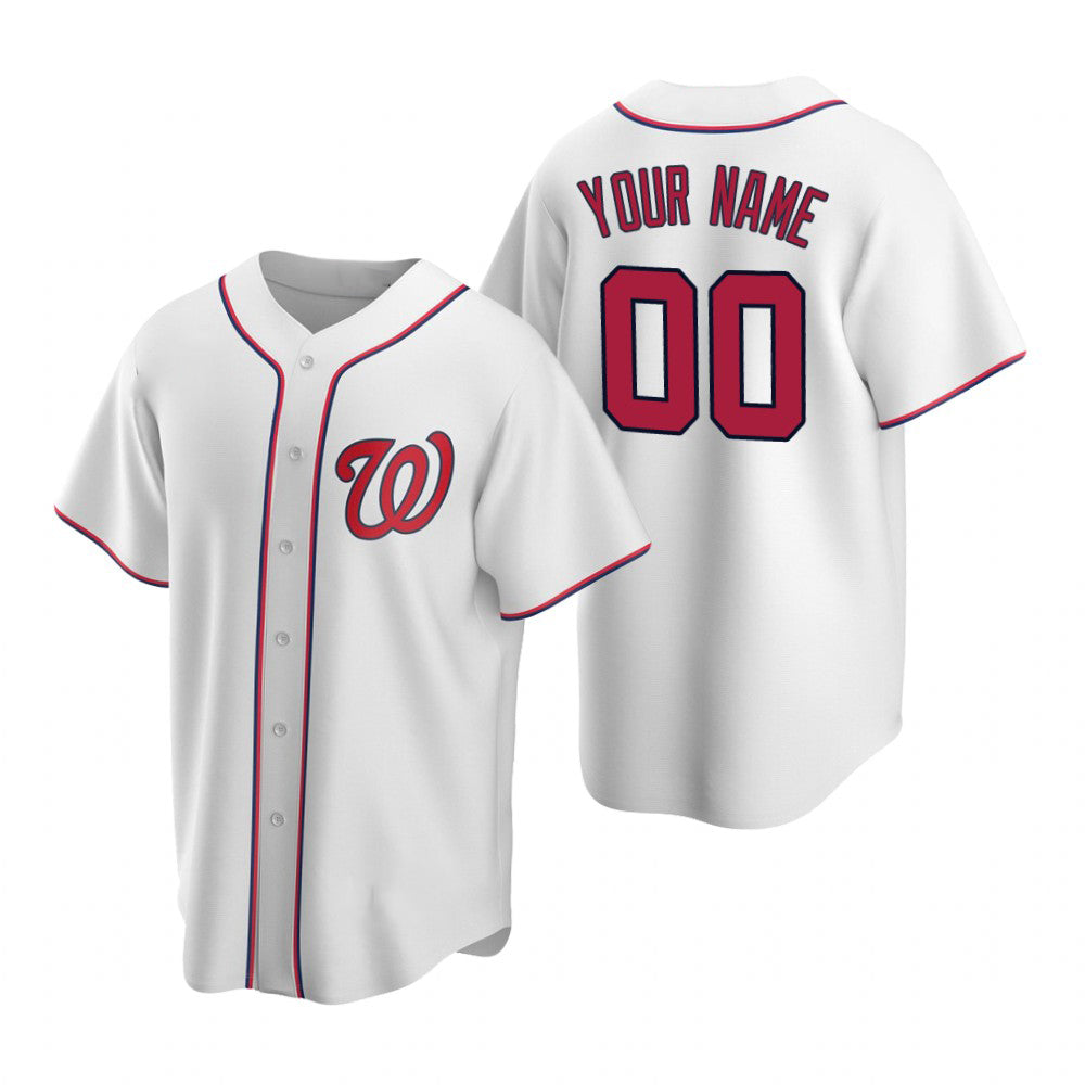 Custom Washington Nationals White JEROMEN Stitched Cool Base Home Jersey