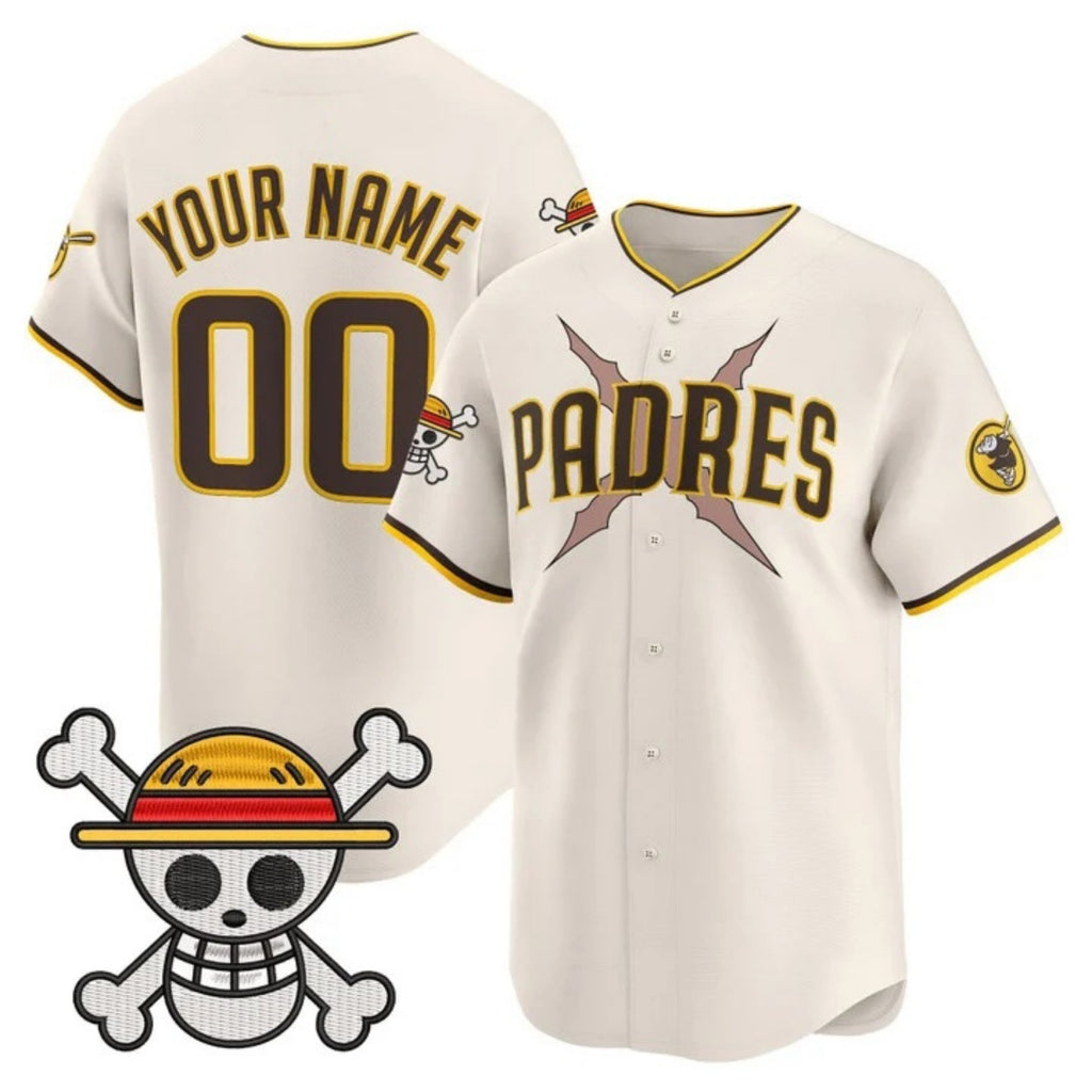 Custom San Diego Padres x One Piece Cream JEROMEN Vapor Premier Limited Jersey - Stitched