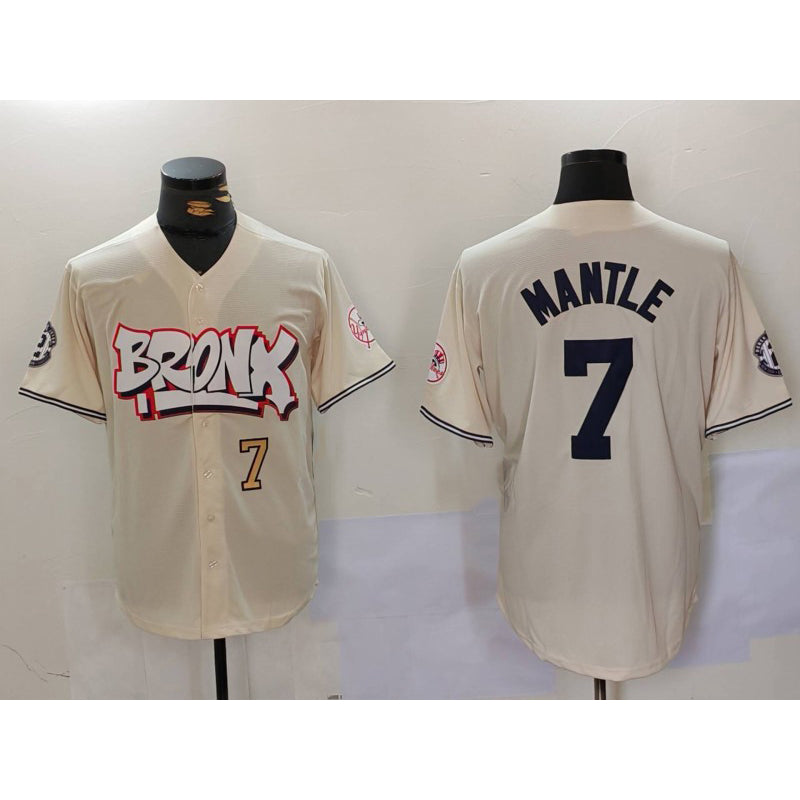 New York Yankees #7 Mickey Mantle Cream JEROMEN Limited Stitched Jerseys