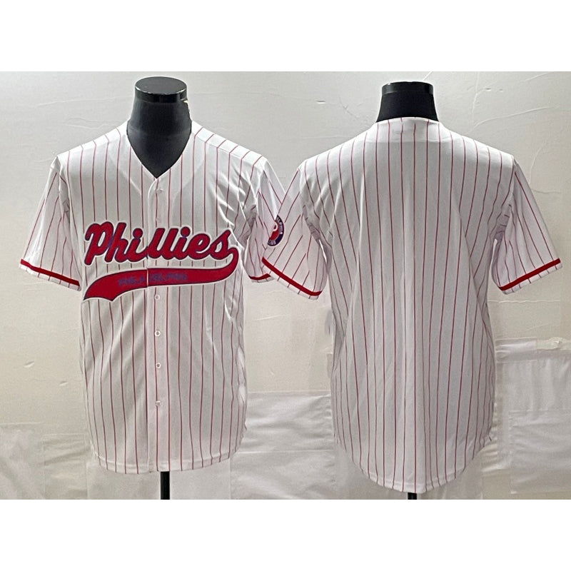 Philadelphia Phillies Blank White JEROMEN Pinstripe Cool Base Stitched Jersey