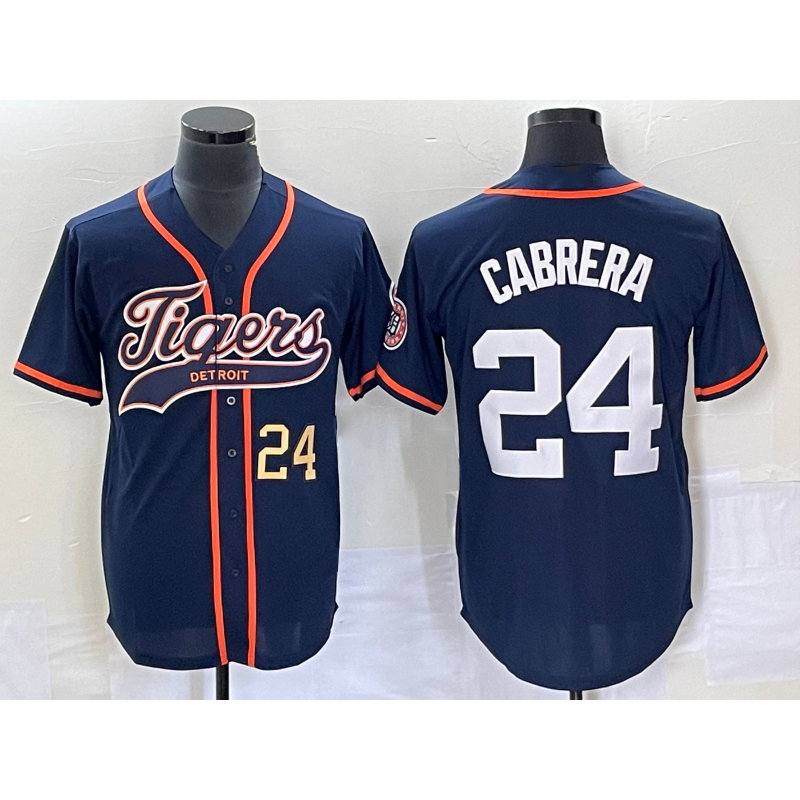 Detroit Tigers #24 Miguel Cabrera Number Navy Blue JEROMEN Cool Base Stitched Jersey