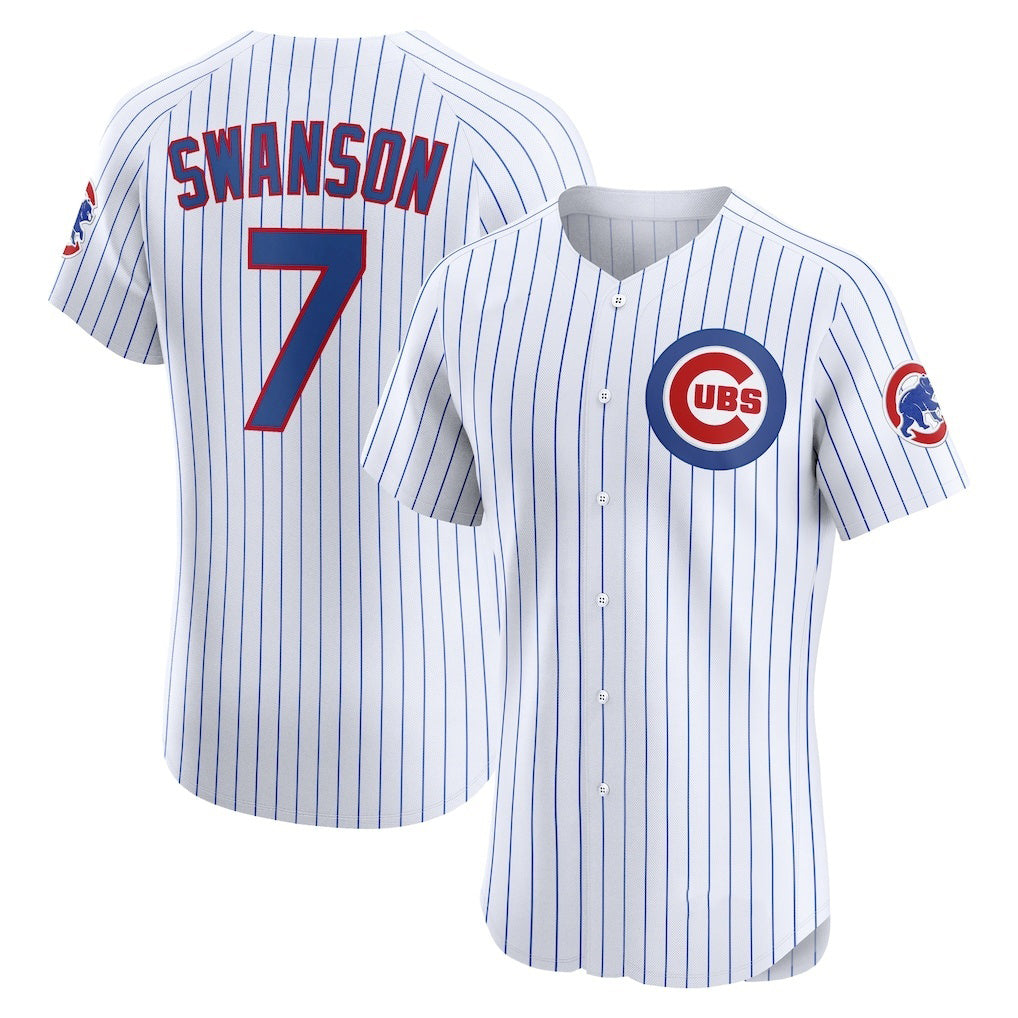 Chicago Cubs #7 Dansby Swanson White JEROMEN Home Elite Jersey