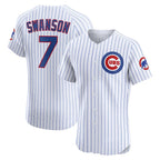 Chicago Cubs #7 Dansby Swanson White JEROMEN Home Elite Jersey