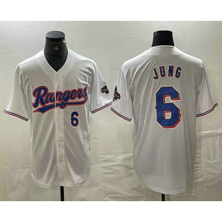 Texas Rangers #6 Josh Jung Number White JEROMEN 2024 Gold Collection Limited Cool Base Jersey
