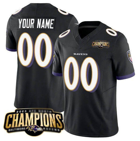 Custom B.Ravens Active Player Black JEROMEN 2023 F.U.S.E. AFC North Champions Vapor Limited Stitched Jersey