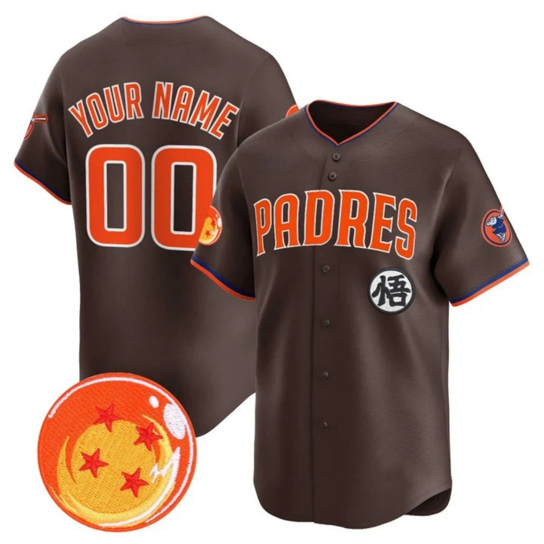 Custom San Diego Padres x Dragon Ball Brown JEROMEN Vapor Premier Limited Jersey - All Stitched