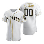 Custom Pittsburgh Pirates White JEROMEN Stitched Flex Base Golden Edition Jersey
