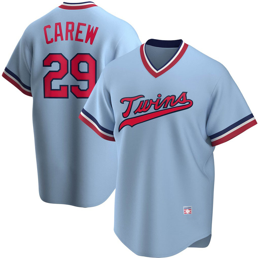 Minnesota Twins #29 Rod Carew Light Blue JEROMEN Road Cooperstown Collection Player Jersey